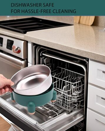 Набір мисок для котів та собак з нержавіючої сталі, 2 шт. (білий та зелений). Зручний дизайн, антиковзаюча основа, легко миються, для котів та маленьких собак