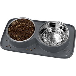 Набір мисок для собак з нержавіючої сталі, 2 шт. з антиковзною силіконовою підкладкою, для собак, котів, цуценят різних розмірів