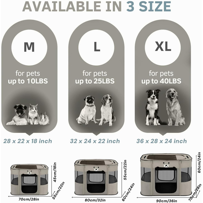 Клітка-будка для собак та котів, 90x70x60 см, сіра, розкладний вольєр для тварин