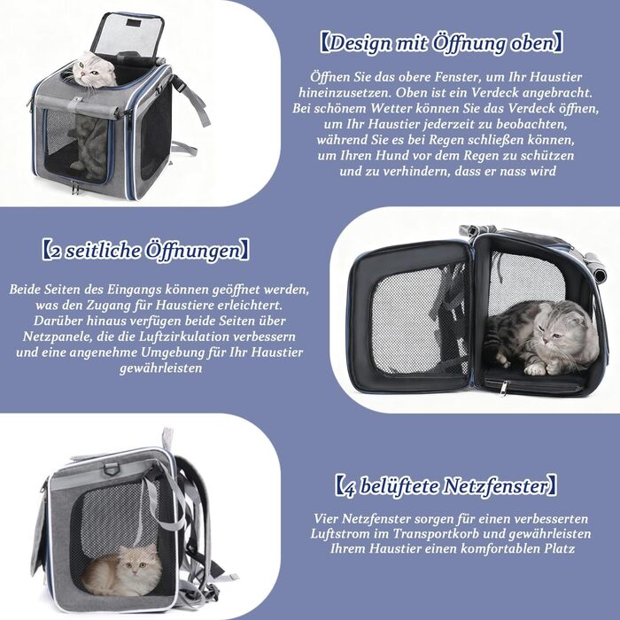 Корзина для собак на велосипед Cnwinu, передня, з 4 дверцятами, сітчастими вікнами, розширювана, складна, для маленьких та середніх собак та котів (не розширюється)