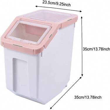 Контейнер для корму для тварин, контейнер для корму для собак зі шкребком, стекуваний, 10 кг, контейнер з кришкою, сірий, розмір L (Рожевий-Великий)