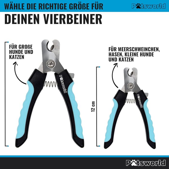 Професійні кусачки для обрізання кігтів собак та котів Paätsworld - безпечні, з обмежувачем, з нержавіючої сталі, з пилочкою (L) для великих собак, котів та гризунів