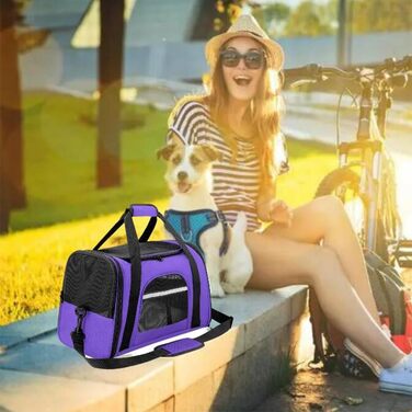 Транспортна сумка для котів та собак SHJOEE, розширювана, складана переноска для тварин, 43x28x25 см, фіолетовий колір