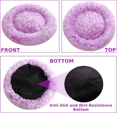 Крісло-гніздочко для собак XXL, кругле, знімний та пральний чохол, антистресове, штучне хутро, м'яке та затишне ліжко для домашніх тварин (100 см, фіолетовий)
