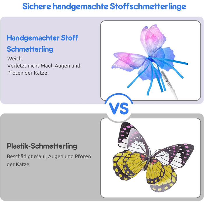 Електрична іграшка для котів GoldenSun 3-в-1: Whack-A-Mole, метелик, м'ячик. USB, 6 насадок, A-Weiß (Z 3 Schmetterling)