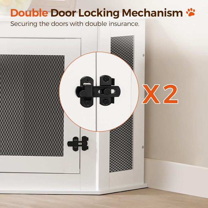 Клітка для собак Eck, переносна будка для домашніх тварин, для дому, 113 x 60 x 60 см, клітка для собак маленьких та середніх порід, багатофункціональна, вінтажний стиль, знебарвлений білий колір ADCWT0801