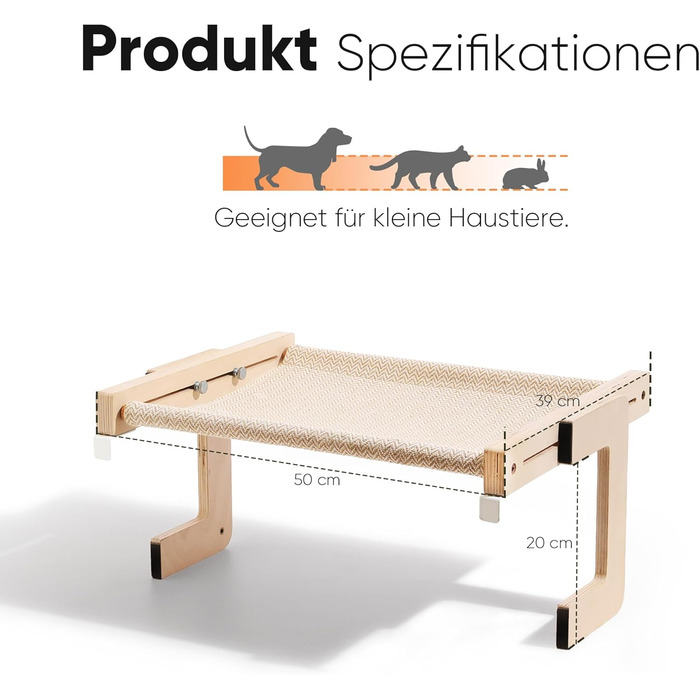 Підвісна лежанка для котів FUKUMARU, лежанка на підвіконник та підлогу, для великих котів, міцна конструкція з дерева та металу, трансформована лежанка, легка у збиранні, бежева