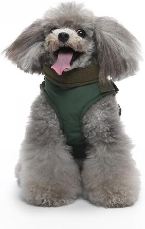 Вітростійка куртка для собак, тепла жилетка для цуценят та собак середніх розмірів, зелена, XL. З D-початком та блискавкою на спині.