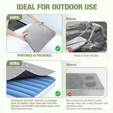 Кругле лежанка для собак Lekereise: водовідштовхувальний, надувний, 126x66x12 см, для середніх та маленьких собак, знімний чохол, для подорожей та саду (сірий), XL