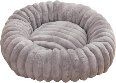 М'яке ліжко-гніздечко для собак та котів | Плюшеве диванне подушкове ліжко з круглим дизайном | Ліжко для собак середніх та маленьких порід, Білий, (70 см, Сірий)