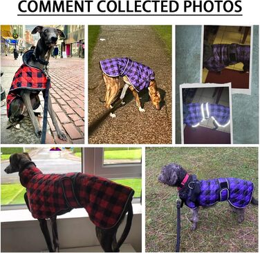 Водонепроникний собачий дощовик Geyecete для венгерських доберманів, віндхаундів та інших, з флісовою підкладкою, регульований, теплий, в клітинку рожевого кольору, розмір S (довжина спини 51-53 см) / L (довжина спини 61-64 см)