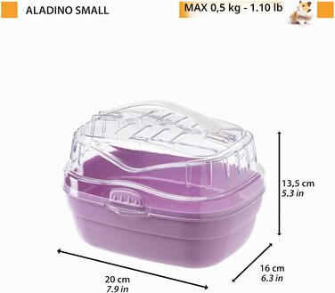 Клітка-переноска Ferplast Aladino Large для хом'яків та дрібних гризунів, рожева 36x26x23 см