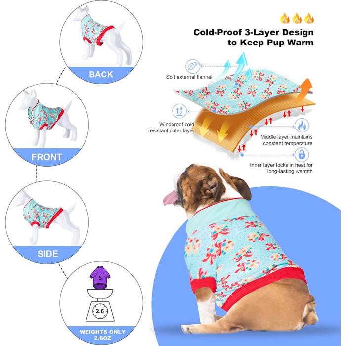 LovinPet светр для цуценят XS, м’який бавовняний одяг для собак, вінтажний принт, теплий светр для маленьких порід