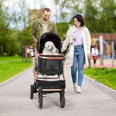 Візок для собак MAMIZO 3-в-1: переноска, візок, бугі для собак та котів (до 25 кг), чорний