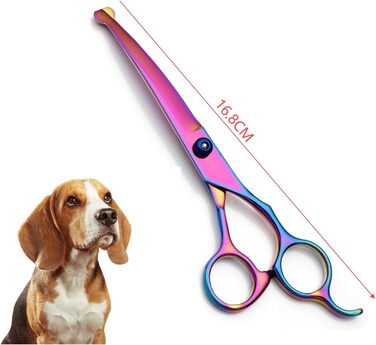 Професійна 5-в-1 фен-щітка для собак, з нержавіючої сталі, з безпечними закругленими кінцями, пряма та філірувальна/вигнута ножиці, плоска ножиця/ножиці для зубів, гребінець