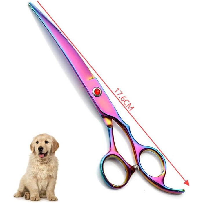 Набір професійних ножиць для грумінгу собак та котів 5-в-1, 7.0 дюймів, з нержавіючої сталі 440C, включає секатор, вигнуті та прямі ножиці, гребінець для шерсті