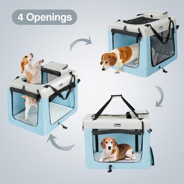 Транспортна переноска для собак та котів, 81x58x58 см, складна, з мискою, блакитна (XL)