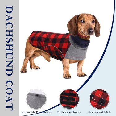 Водонепроникна зимова куртка для маленьких собак, мініатюрний джек-рассел, куртка для собак з отвором для повідка, ідеальна для прогулянок, походів, кемпінгу, червоний клітка, розмір XS