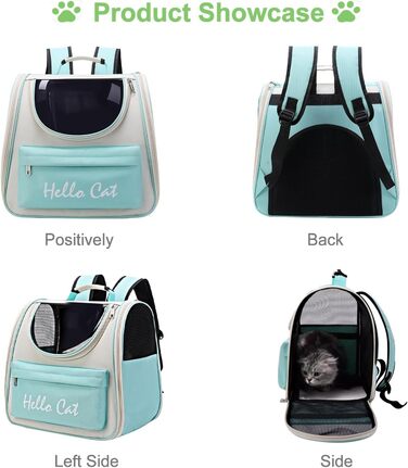 Рюкзак для тварин Surmounty з сіткою, складаний рюкзак для кота/собаки з мискою для подорожей, водонепроникний оксфорд, до 15 кг (зелений)
