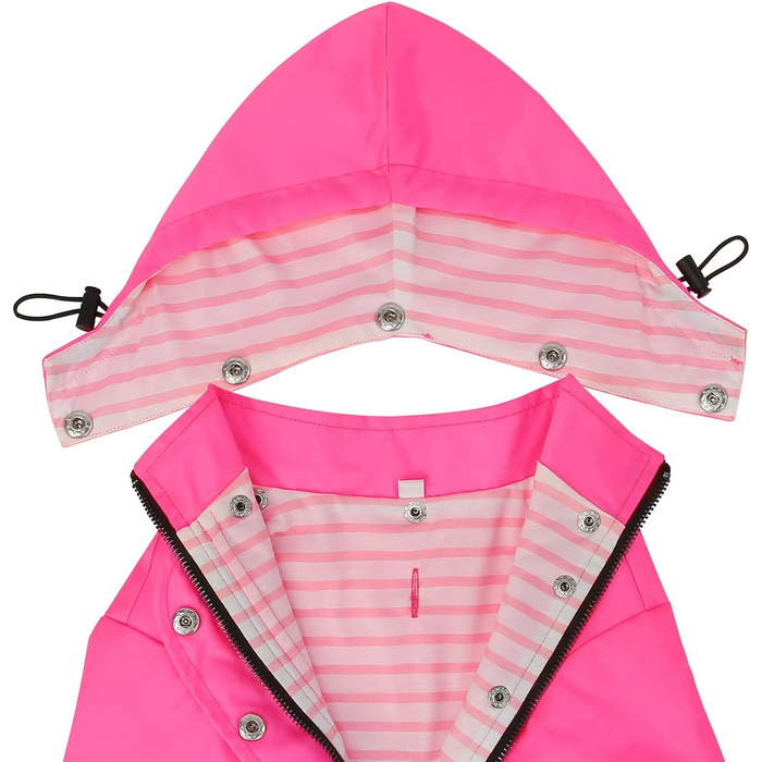 Дощовик для собак HDE, двошаровий, на блискавці, з капюшоном, розмір 3XL (XXX-Large), рожевий