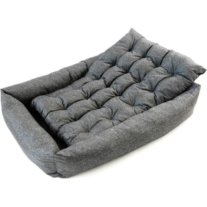 Лежанка для собак водонепроникна - лежанки для маленьких та великих собак - лежанка для собак з неслизьким дном - собачий кошик, лежанка 120x90x20 чорне лляне полотно