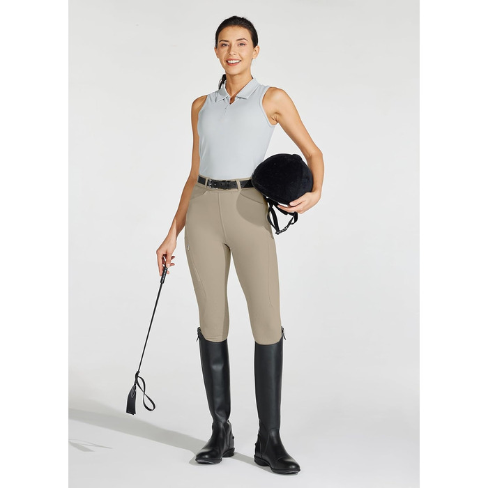 Жіночі рейтлеггінси WILLIT з силіконовим повноцінним покриттям, висока талія, кишені на блискавці, петлі для ременя, еластичні штани для верхової їзди, колір хакі