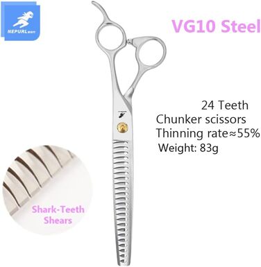 Професійний набір ножиць для грумінгу домашніх тварин 19,1 см, включає прямі та вигнуті ножиці, ножиці для фінальної обробки, VG10 сталь