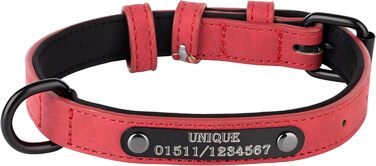 Шкіряний нашийник для собак та котів Jack & Be - червоний (XXL, без гравіювання, персоналізований)