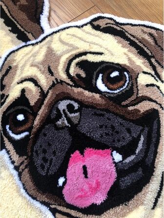 Персоналізований килимок для собак з індивідуальним портретом, коричневий, 56 x 60 см, прямокутний, антиковзкий, туфтований, мультфільм, кристановий оксамит/антиковзкий гумовий, для дому, вітальня