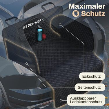 Захист для багажника авто від бруду та подряпин для собак HELDENWERK, чорний, преміум-якість, стежканий, з захистом бокових панелей та краю багажника, водовідштовхувальний, універсальний