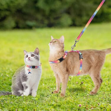 Шлейка для кота PAWCHIE з повідком та ошийником, анти-вислизаюча, регульована, світиться в темряві, для кошенят, для прогулянок на вулиці (різні кольори, Small)