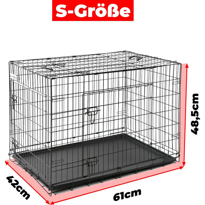 Клітка-переноска для собак, розмір S, чорна, 61x42x48,5 см. Розмірна переноска для собак та інших тварин, складна
