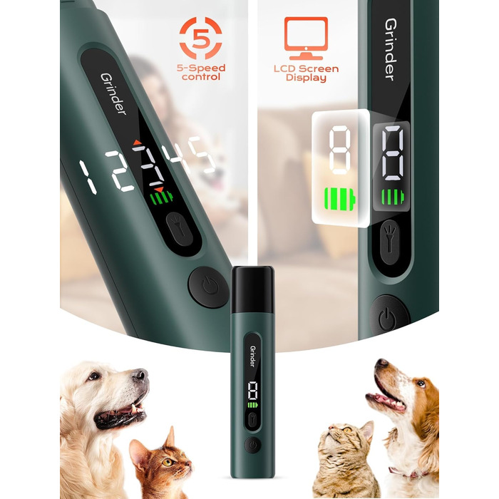 Точилка для кігтів собак NEUTYPECHIC з LED-підсвіткою та LCD-дисплеєм, 5 режимів, для великих, середніх та маленьких собак