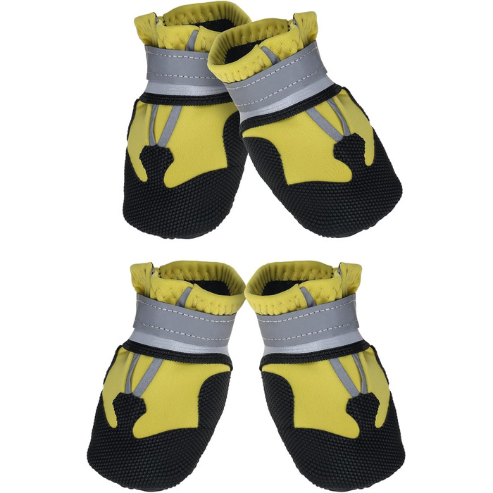 Жовті чоботи для собак REESTBOO, XXL, 4 шт. Водонепроникний захист лап, антиковзаючі, з світловідбиваючим ремінцем, на липучці. Підходять для великих собак, снігу та дощу.