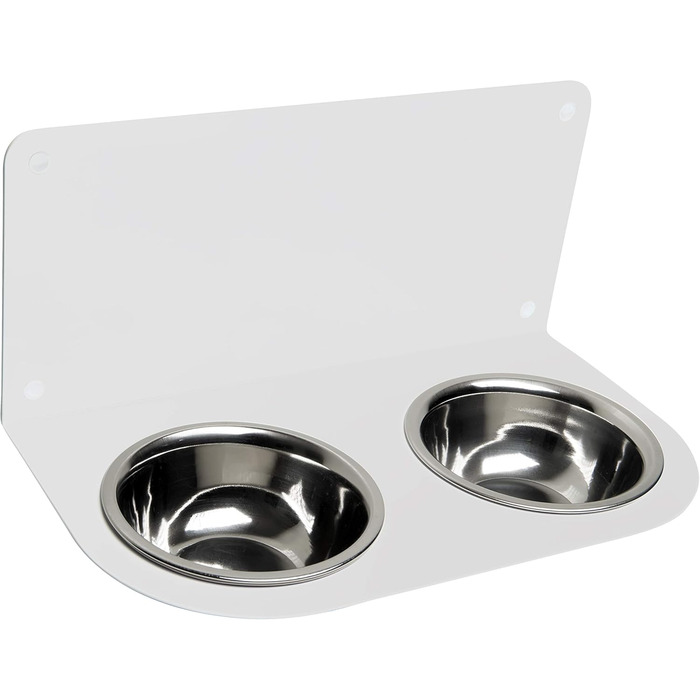 Підставка для корму Schmeck.bar для собак: стабільна, настінна, з мисками (2xS), білий матовий, 400x187x227 мм