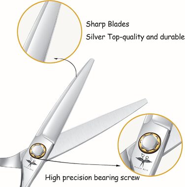 Професійні ножиці для стрижки волосся PURPLEBIRD 6 дюймів, 440C сталь, для жінок та чоловіків, прямі