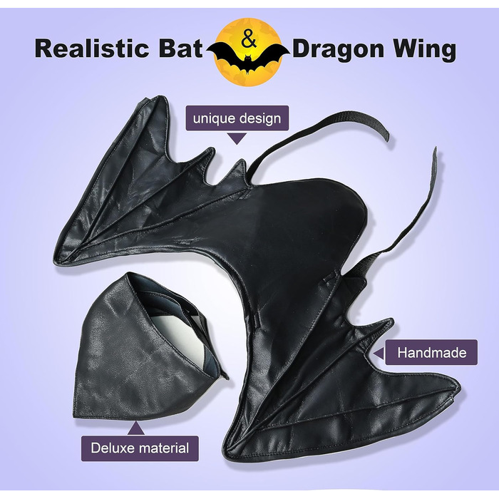 Костюм на Хелловін для собак: Флері, Дракон, Птах - крила (чорні, M)