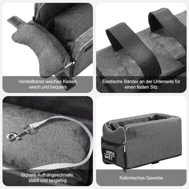 Автокрісло для собак Ergocar, підйомник для маленьких собак та котів до 6 кг, з ременями через плече, знімний, портативний, кошик для собак в авто, переносне ліжко для тварин в авто (білий)