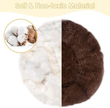 Круглий лежак для собак і котів, коричневий, 80 см. Знімний м'який плюшевий кошик з водонепроникним дном. Підходить для собак і котів.