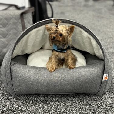 Sleepy Fox® Преміум Печеринка-ліжко для собак та котів - нагороджений дизайн, патентована модель (Бежевий, стеганий, Small: 65x55x40 см)