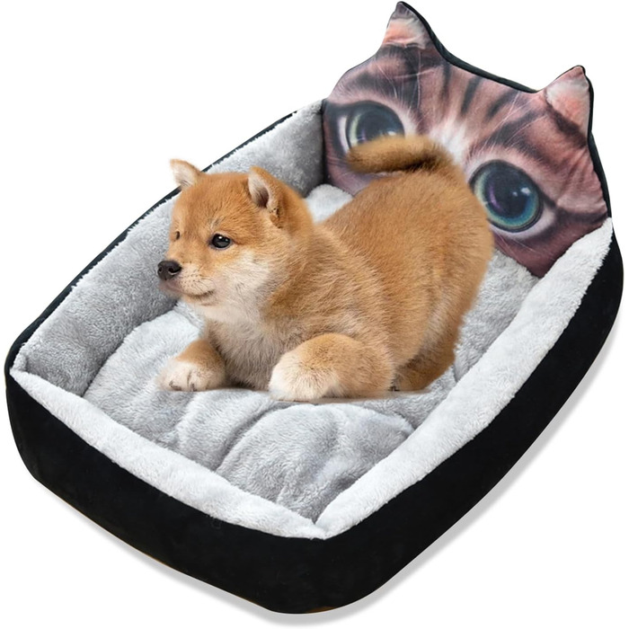 Килимок для собак Petcute: теплий, м'який, миючий, квадратний, для маленьких, середніх та великих собак та котів (50 см, чорний)