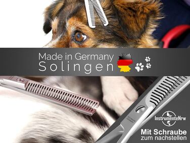 Професійні філірувальні ножиці для шерсті тварин Solingen, двостороння зубчаста, для стрижки та проріджування шерсті собак і котів, 13,97 см, вироблено в Німеччині