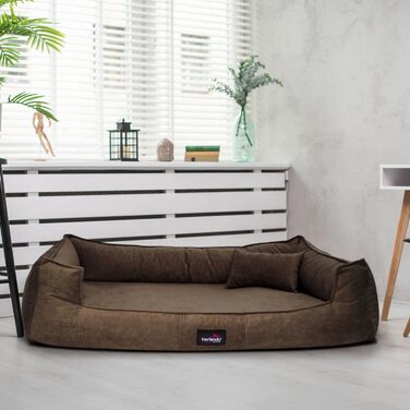Ортопедичне ліжко для собак Tierlando® Bruce з знімним та пральним велюровим покриттям, диван для собак середніх та великих порід, розмір: 130x100 см, колір: коричневий (01)