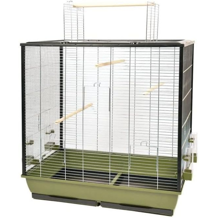 Клітка для птахів duvoplus Natural Fiona 78x48x81,5 см оливкова/цинк