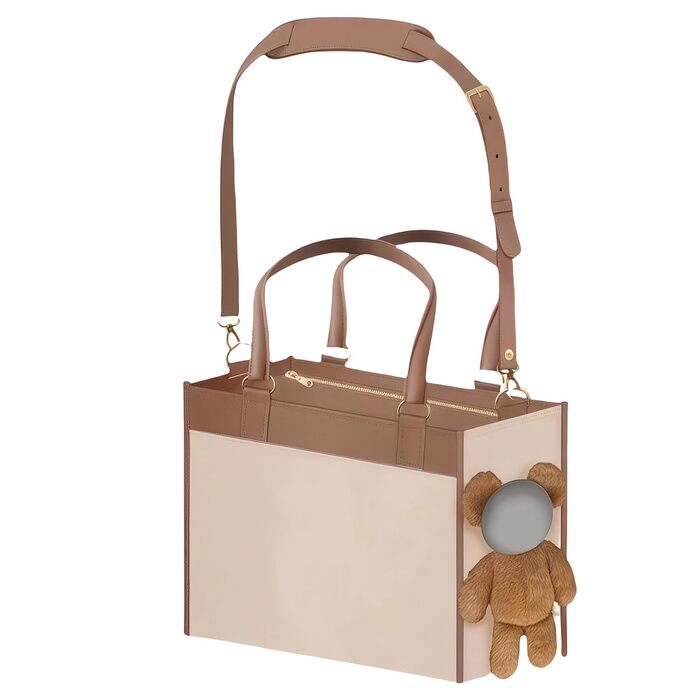 Модна сумка-переноска для собак та котів, з PU-шкіри, 38x29x18.5 см, Хакі