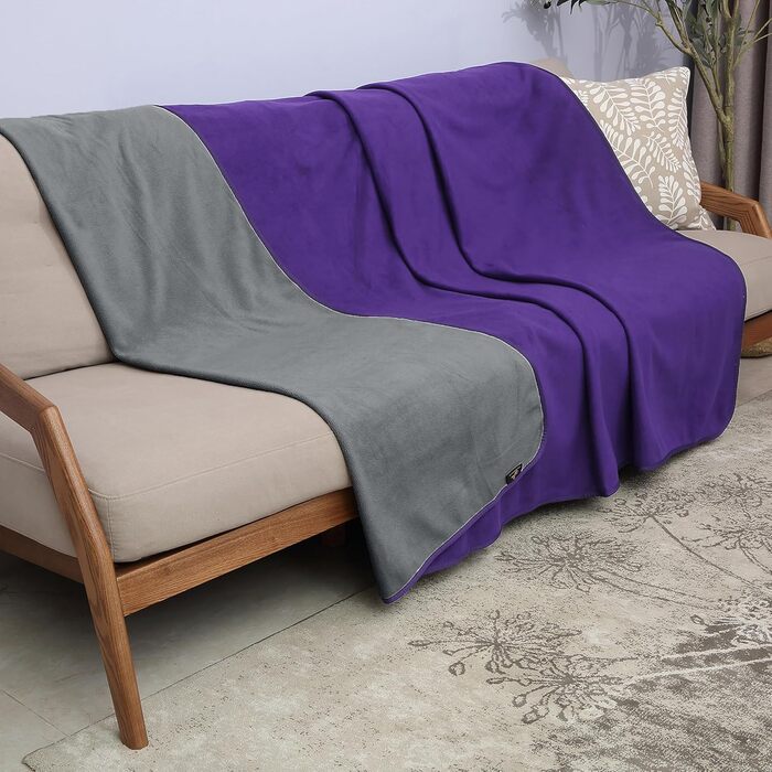 Водонепроникний плед для собак та котів, 203 x 152 см (фіолетовий/сірий)