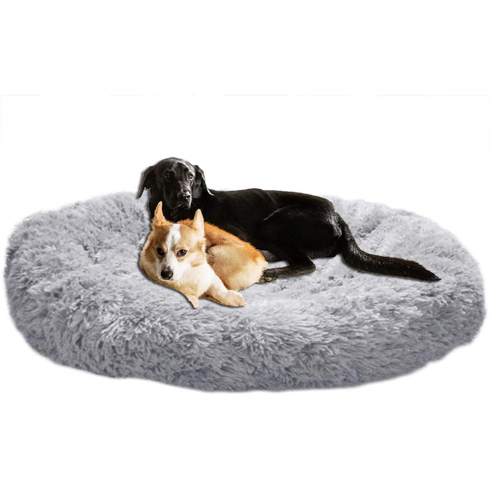 Ортопедичне ліжко для собак XXL: м'яке, овальне, з ефектом пам'яті, для великих собак (Лабрадор), антистрес, сіре, миється