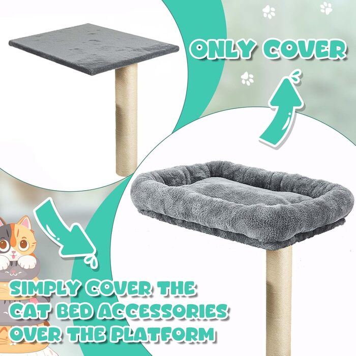 Подушка на платформу для котячого будиночка Abbylike, сіра, 40x40 см, 2 шт.