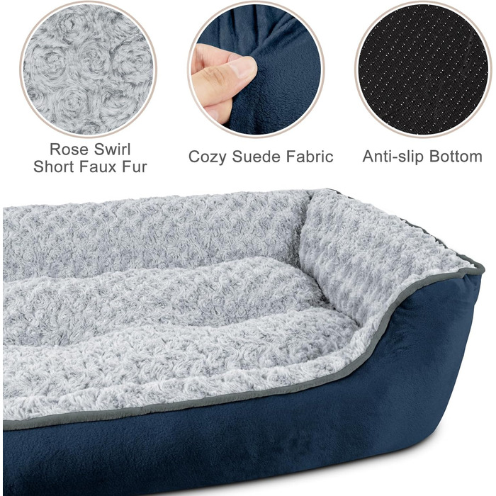 Ортопедичне ліжко для собак JOEJOY, прямокутне, велике, середнє, маленьке, миється, м'яке, дихаюче, для цуценят та домашніх тварин, XXL (107x76x25 см), темно-синій