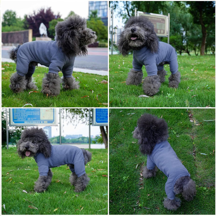 Піжама для собак Lovelonglong, бавовна, трикотаж, 4 лапи, для всіх сезонів, теплий боді для великих, середніх та маленьких собак, колір кава, розмір L (XL для середніх собак), сіро-блакитний